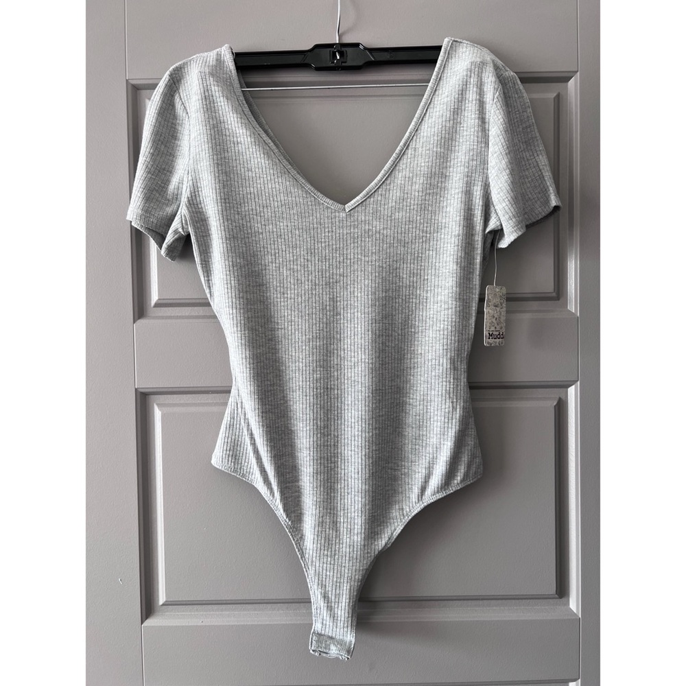 Gray V Neck Bodysuit - Size Small NWT